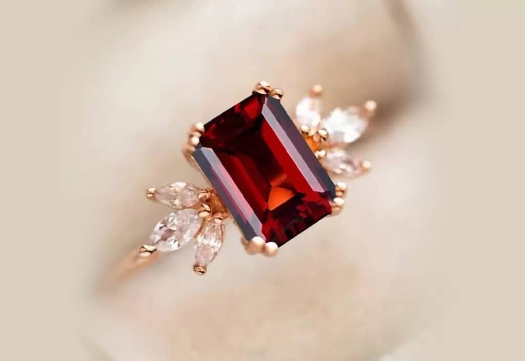 Red Gemstone Engagement Ring