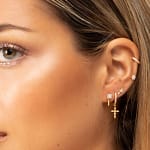 closeup of woman wearing earings
