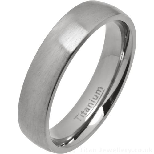 A titanium wedding ring with a brushed finish