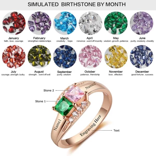 modern promise rings featuring birthstones