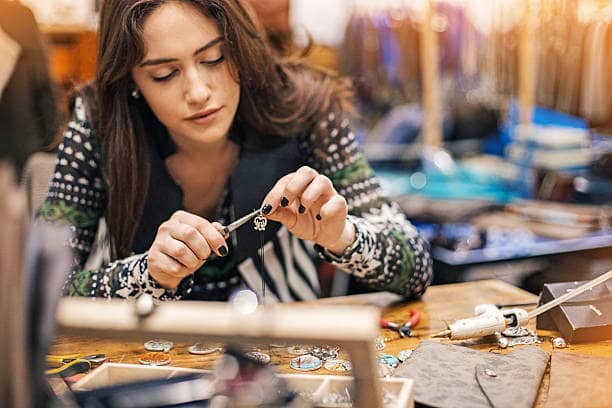 Worker making jewelry