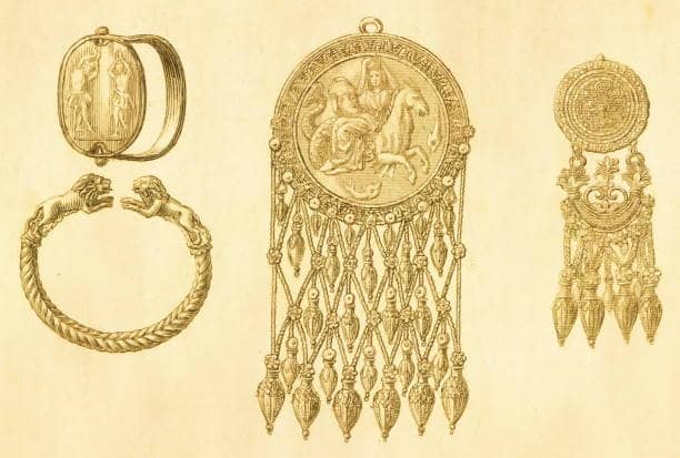 Ancient Greek jewelry with animal design patterns