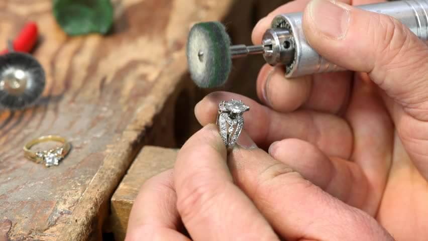 jeweler Polishing a ring 
