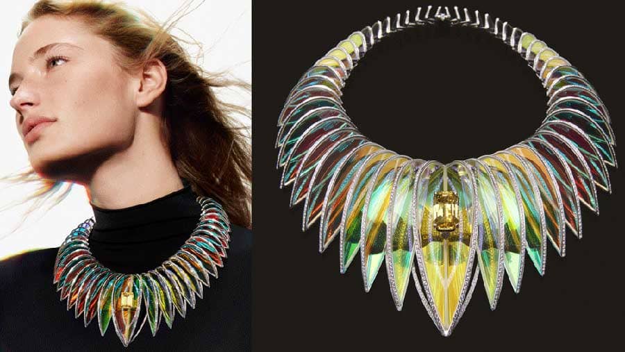 Futurist jewelry, featuring geometric shapes