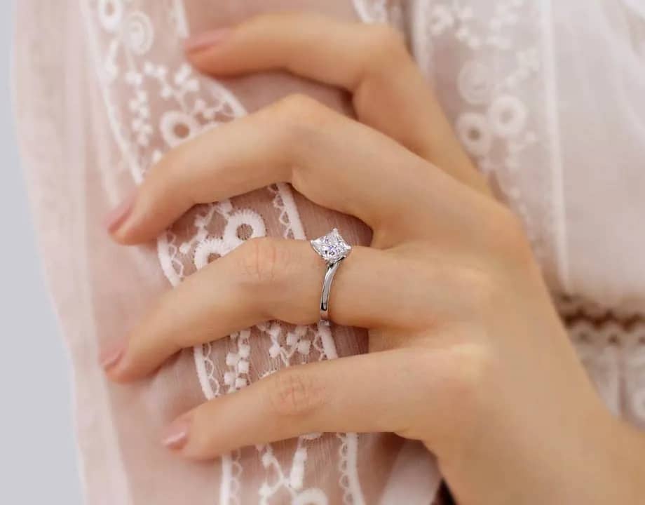 Princess Cut Moissanite Gemstones Engagement Ring