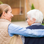 Elderly women with caregiver
