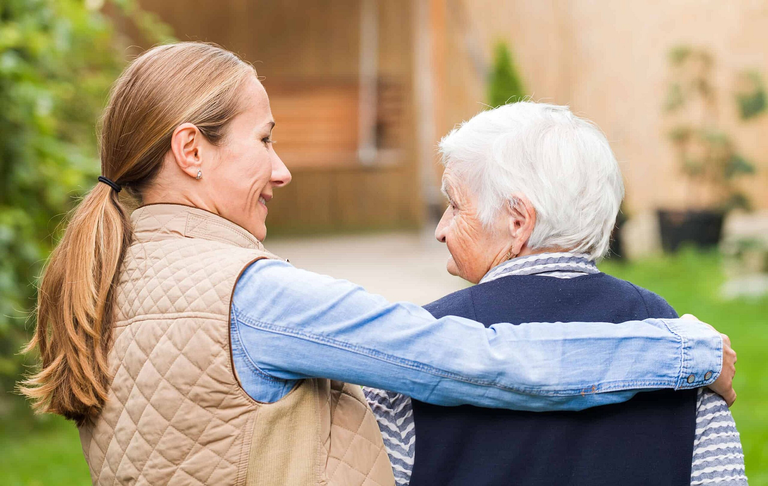 Elderly women with caregiver