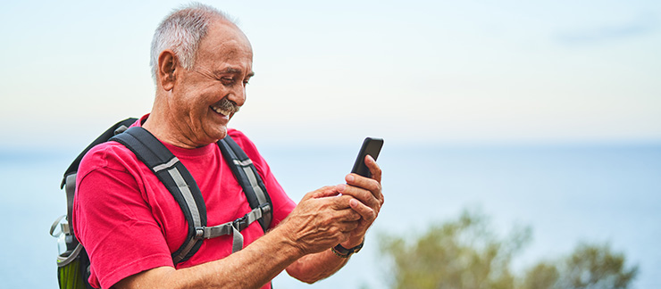 A senior using a GPS tracker